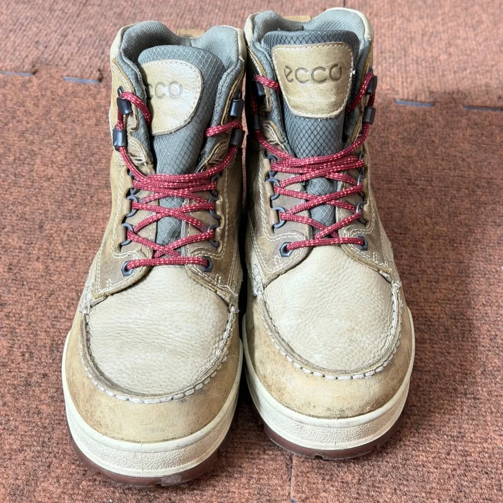 ECCO Track Gore-Tex Men Hiking Boots Tan Beige Leather EU 41 Waterproof Slovakia